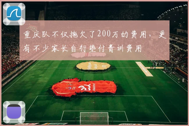 重庆队不仅拖欠了200万的费用，更有不少家长自行垫付青训费用