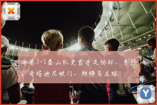 海港3-1泰山队史首夺足协杯，李帅、奇塔迪尼破门，郑铮乌龙球